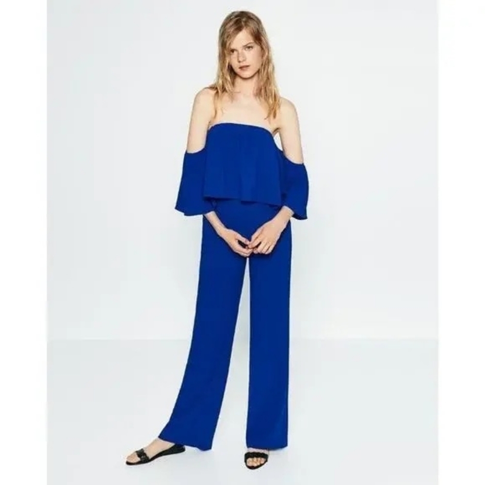 Zara Royal Blue Off-Shoulder Jumpsuit